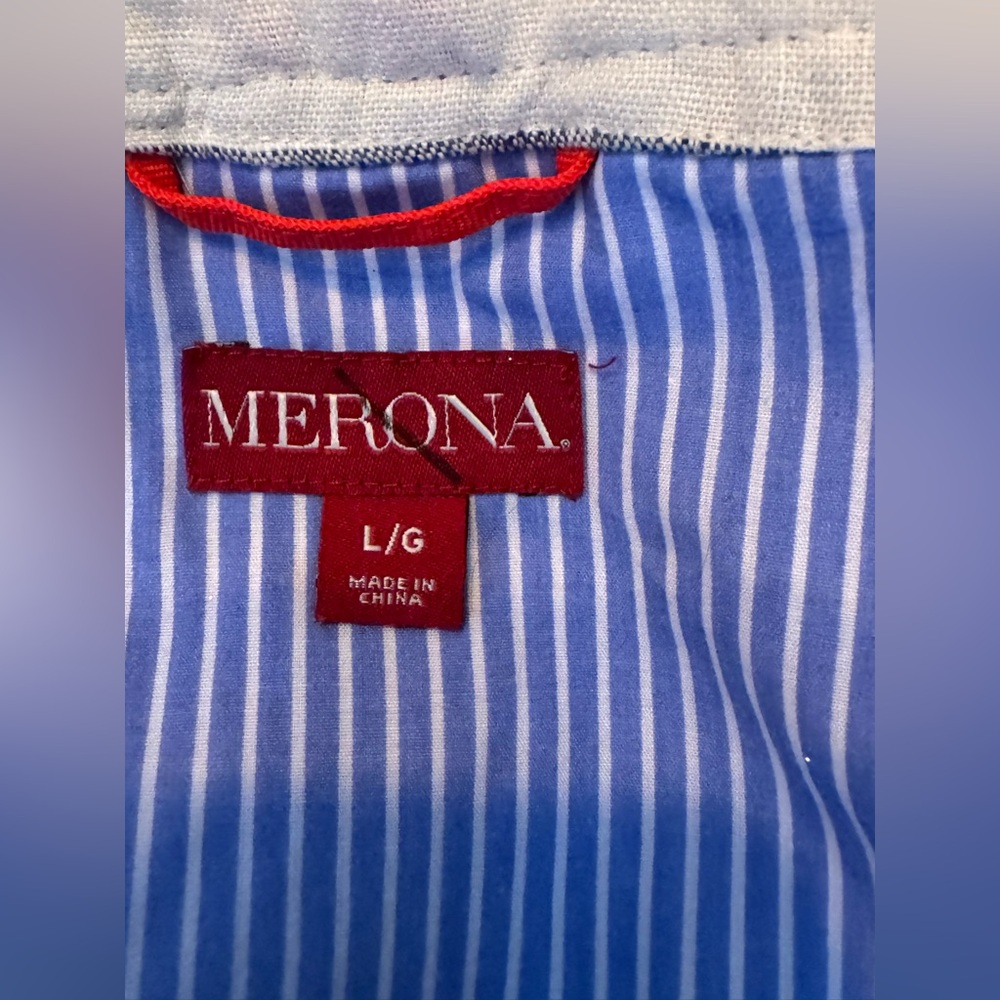 Merona Cream and Grey Linen stripped jacket size xl NWOT - Picture 8 of 10